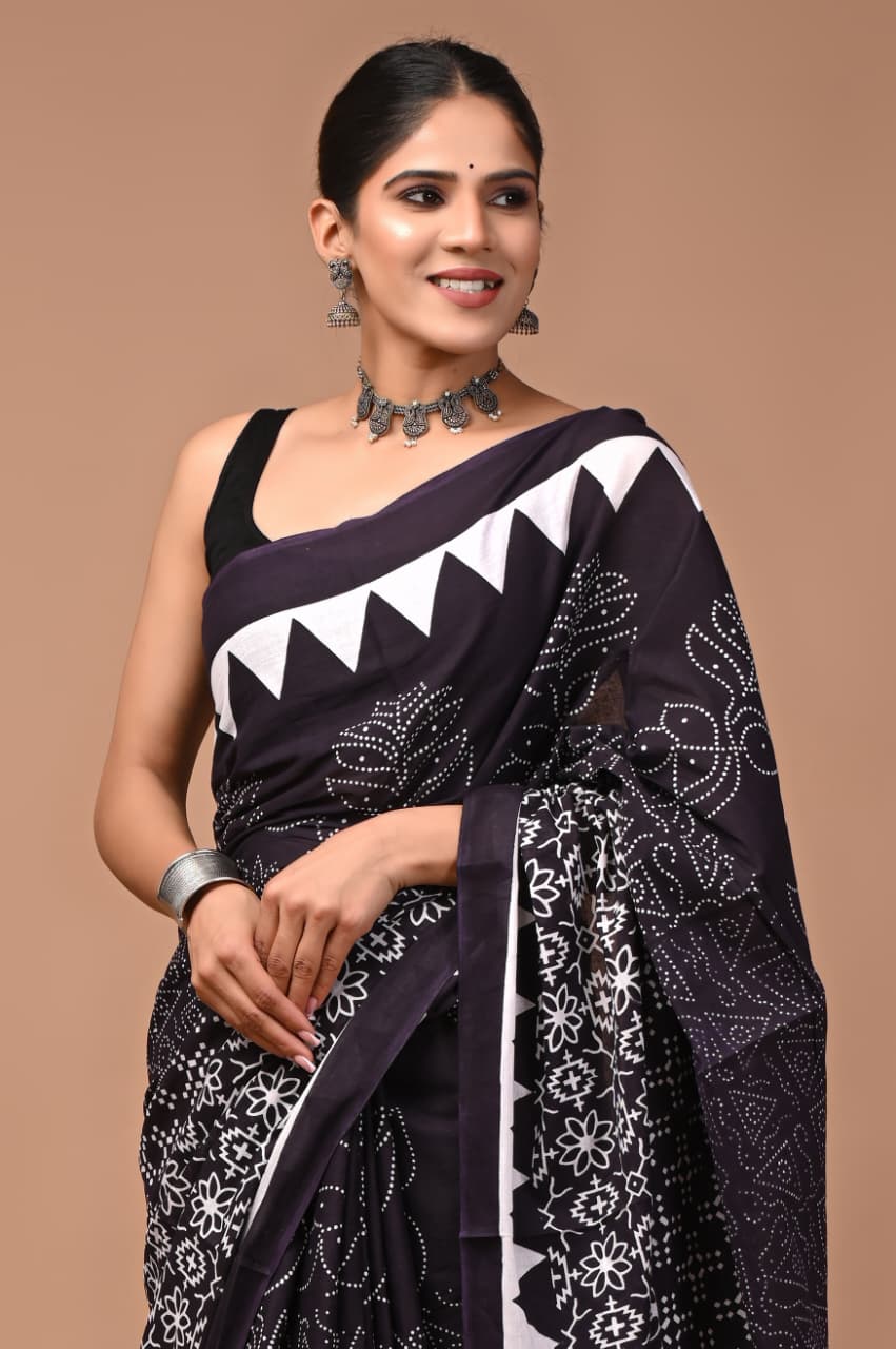 Jaipuri Printed Cotton Mulmul Sarees