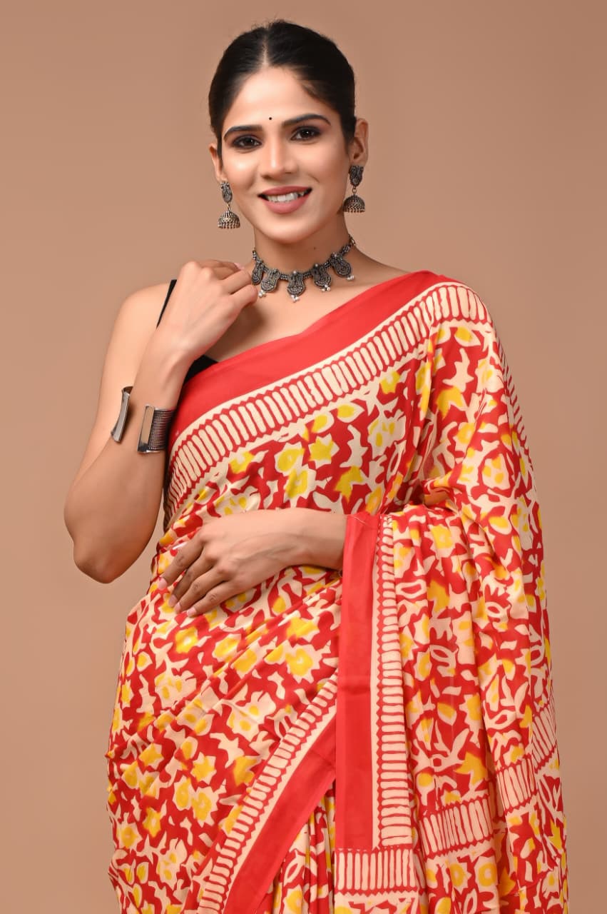 Jaipuri Printed Cotton Mulmul Sarees