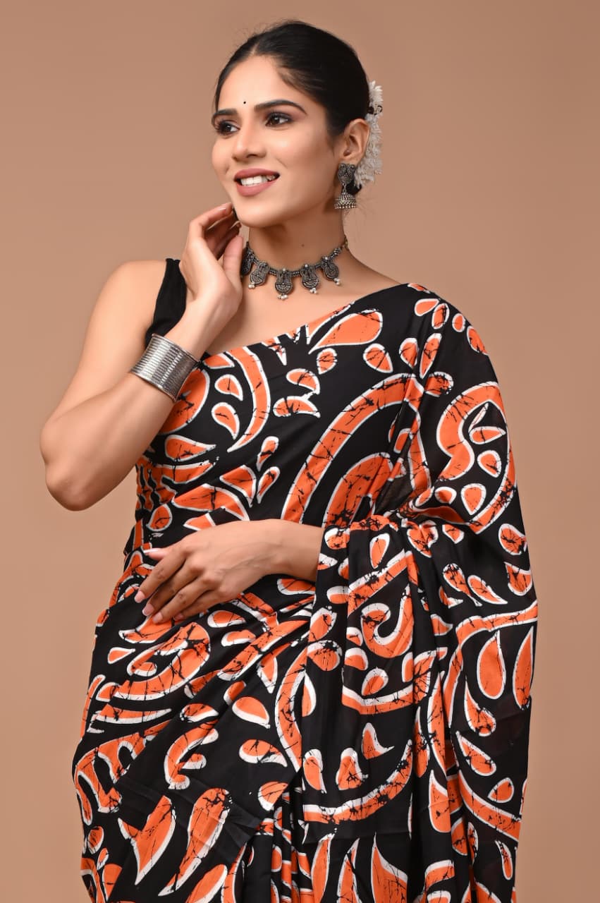 Jaipuri Printed Cotton Mulmul Sarees