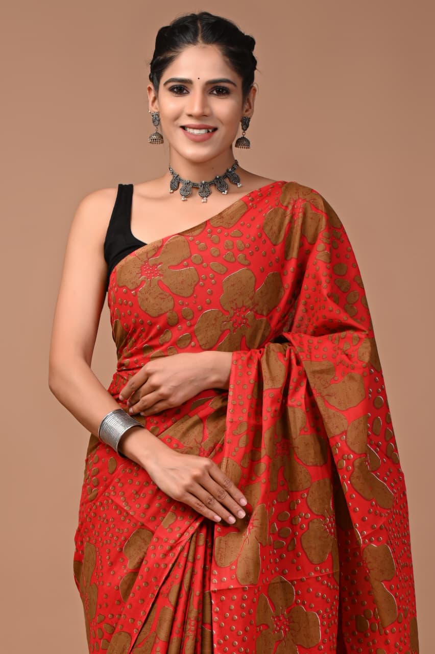 Jaipuri Printed Cotton Mulmul Sarees