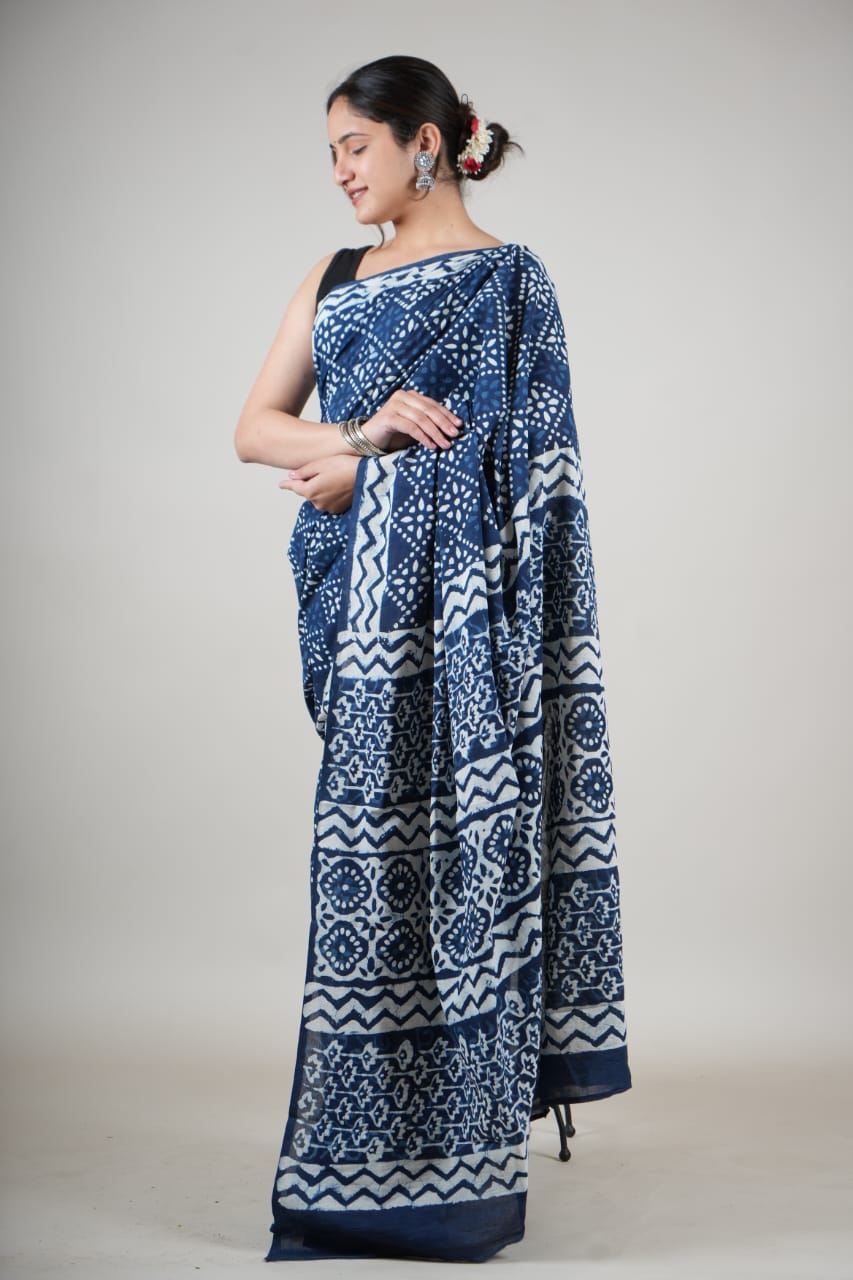 Cotton Mulmul  Printed  Saree