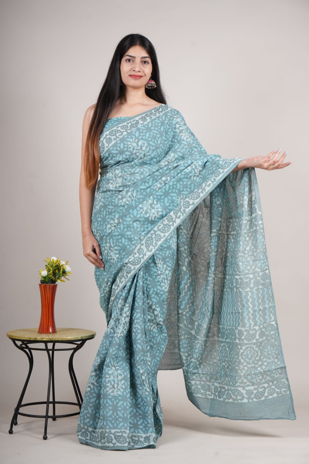 Cotton Mulmul  Printed  Saree