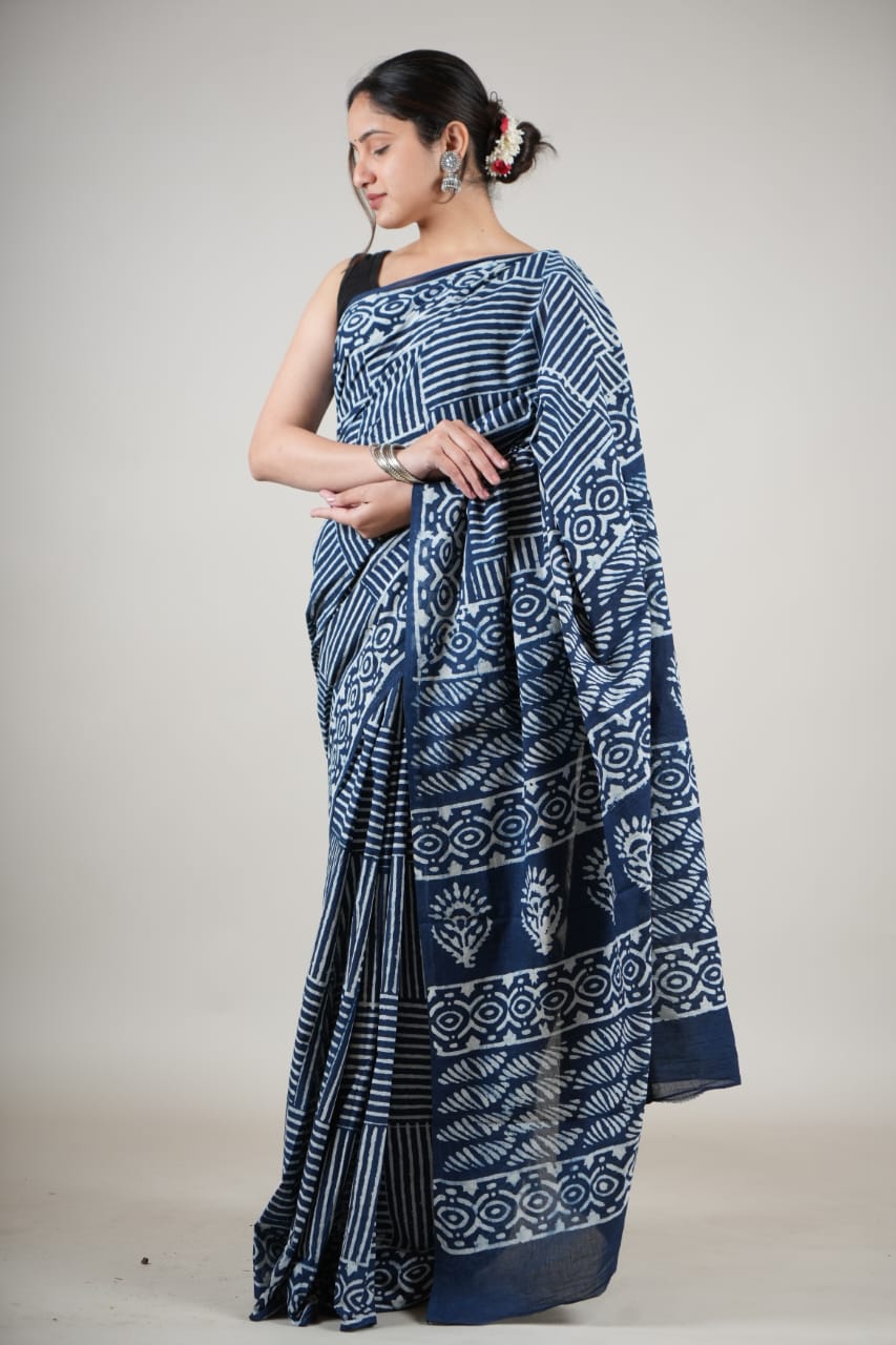 Cotton Mulmul  Printed  Saree